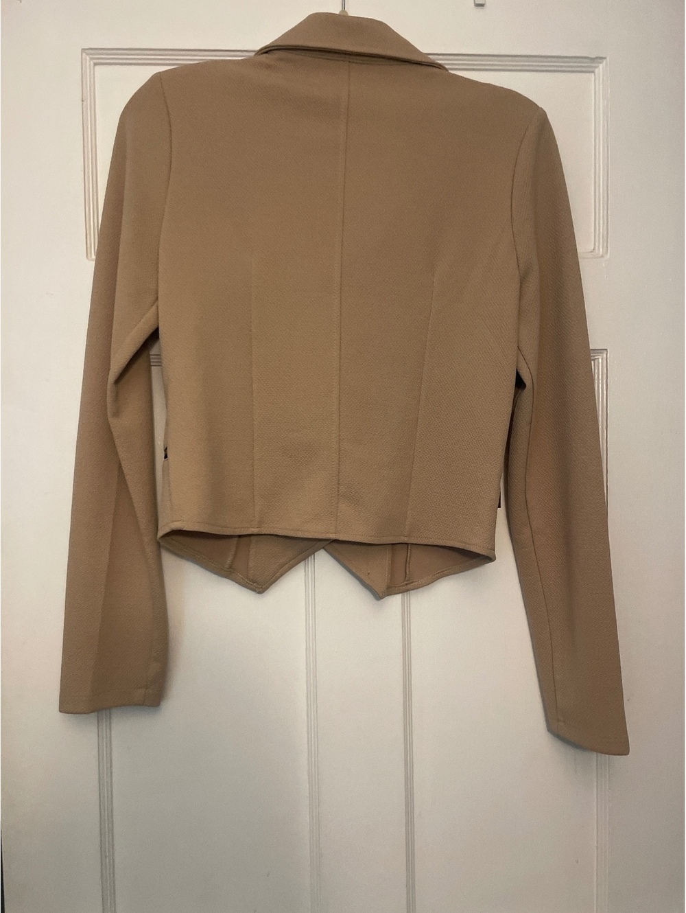Active USA Women's Beige Textured Faux Leather Moto Jacket Size M - Picture 5 of 6